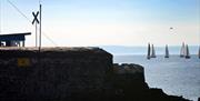 Photograph of yachts on the water of Belfast Lough from Kingsland showing