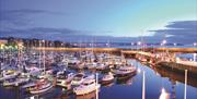 A photo of Bangor marina at sunset