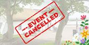 Cockle Row Cottages with an event cancelled graphic over the top of the image