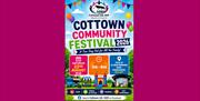 Cottown Community Festival 2026 promotional image showing event details, family activities, food, traders and live entertainment.