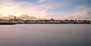 Donaghadee town and harbour  from the sea at dusk