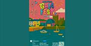 Graphic of Portaferry Gala Fest - 19 - 25 July 2025 with Portaferry shorefront an illustrated image