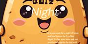 A potato with information on quiz night 3rd July at 7.30. Cost £4pp