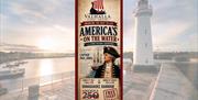 Valhalla Street Theatre poster and an image of Donaghadee lighthouse behind it