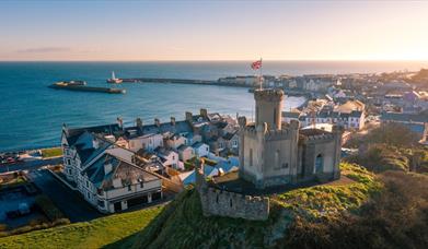 A photo of Donaghadee from above showing the Motte