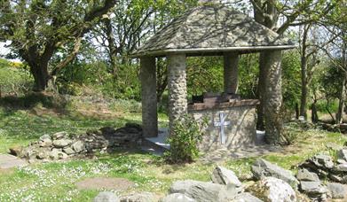 A photo of the alter at St Cooey's wells