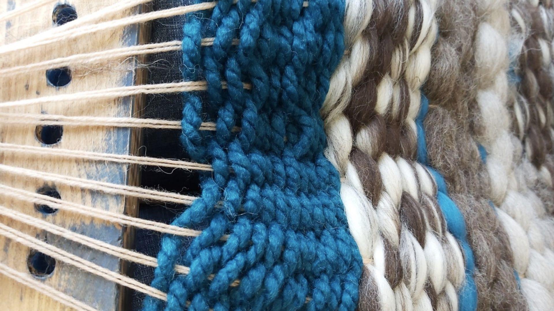wool on a peg loom