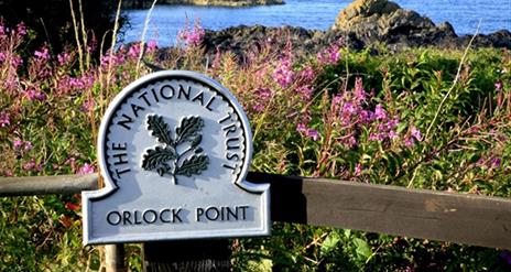 The National Trust sign for Orlock Point