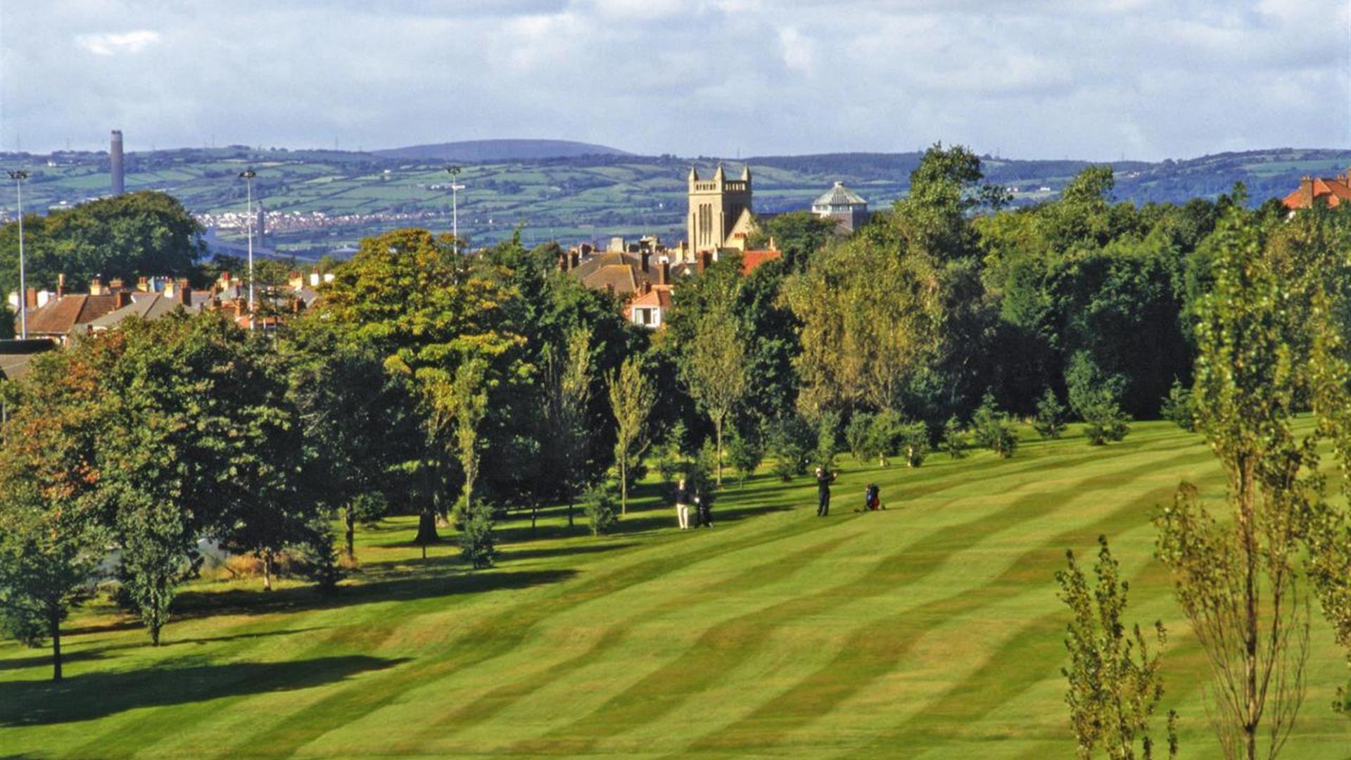 Photo showing view from golf club across the green