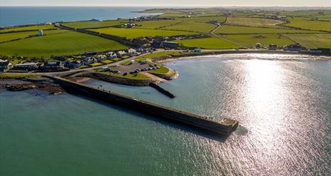 Drone image of Burr Point the most easterly point in Ireland