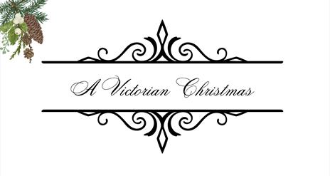 A Victorian Christmas, title text with christmas decor in the corner