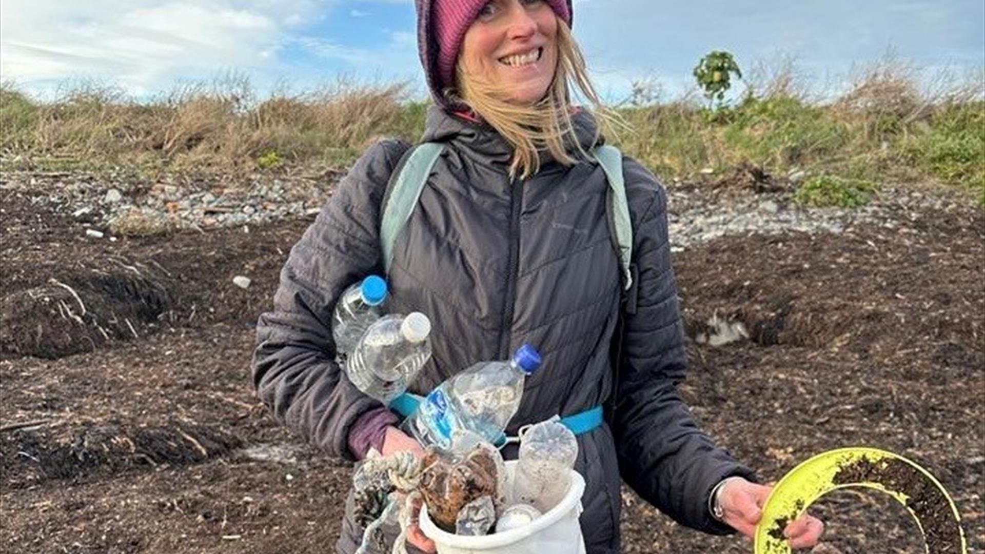 Aileen with beach finds