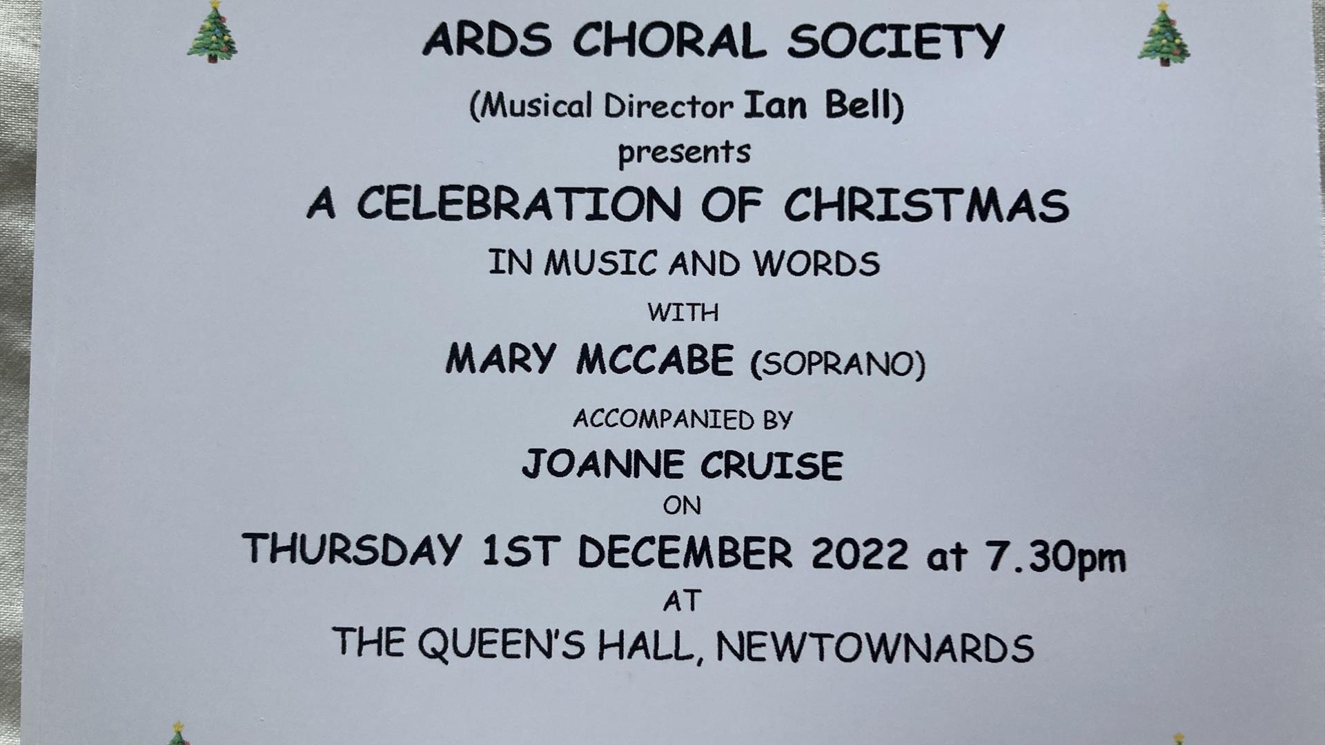 Ards Choral, A Celebration of Christmas event advert