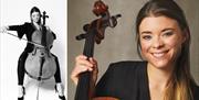 Two images of Cellist Rosalie Curlett