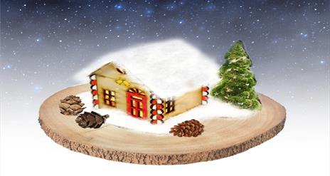 Illustrated image of a Christmas Chalet piece