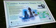 Photo of the Comber Andrews-Titanic Trail information board that sits in Comber Square