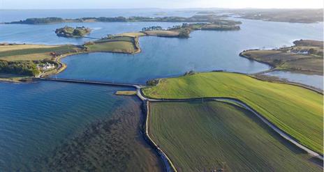 Strangford Lough. Drumlin Islands of Strangford Lough from above.