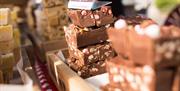 Rocky road buns, food on a market stall