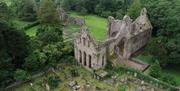 Grey Abbey ruins and graveyard from a birds eye view