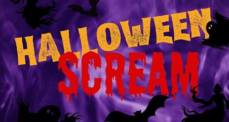 Halloween Scream  with bats and ghosts