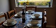 Dining table with view over to Scrabo Tower
