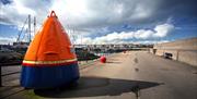 Life buoy on Eisenhower Pier beside Bangor Marina