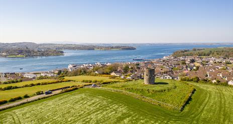Views over Portaferry and Strangford Lough to Strangford, from Windmill Hill