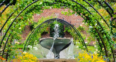 A photo of the fountain in the Bangor Castle Walled Garden
