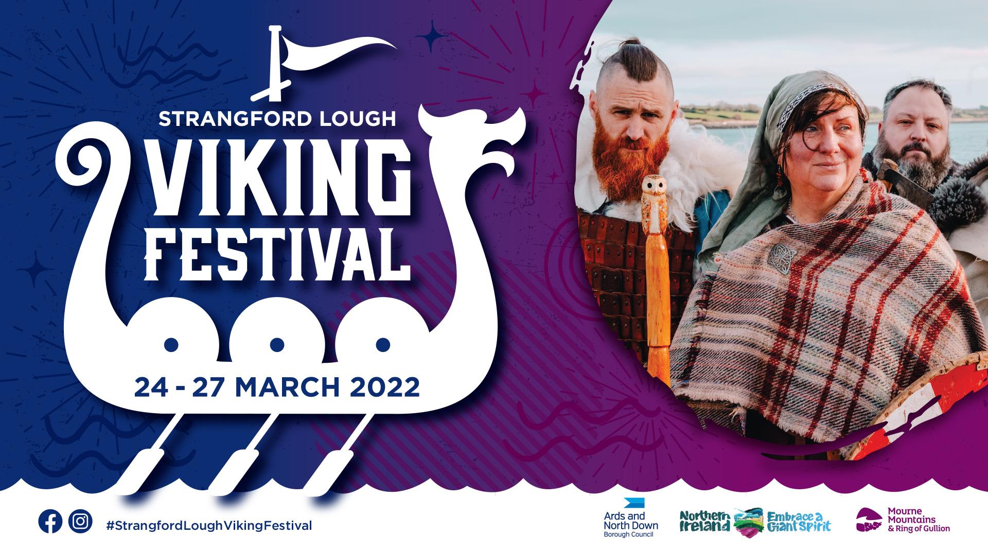 Event poster visual featuring three Viking characters and event details. Images supplied by Lakes Vikings, photo credit to Ciara McMullen Photography.