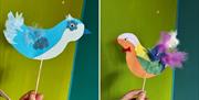 Handmade papercraft birds