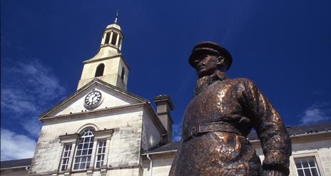 blair mayne statue in front of the ards town hall